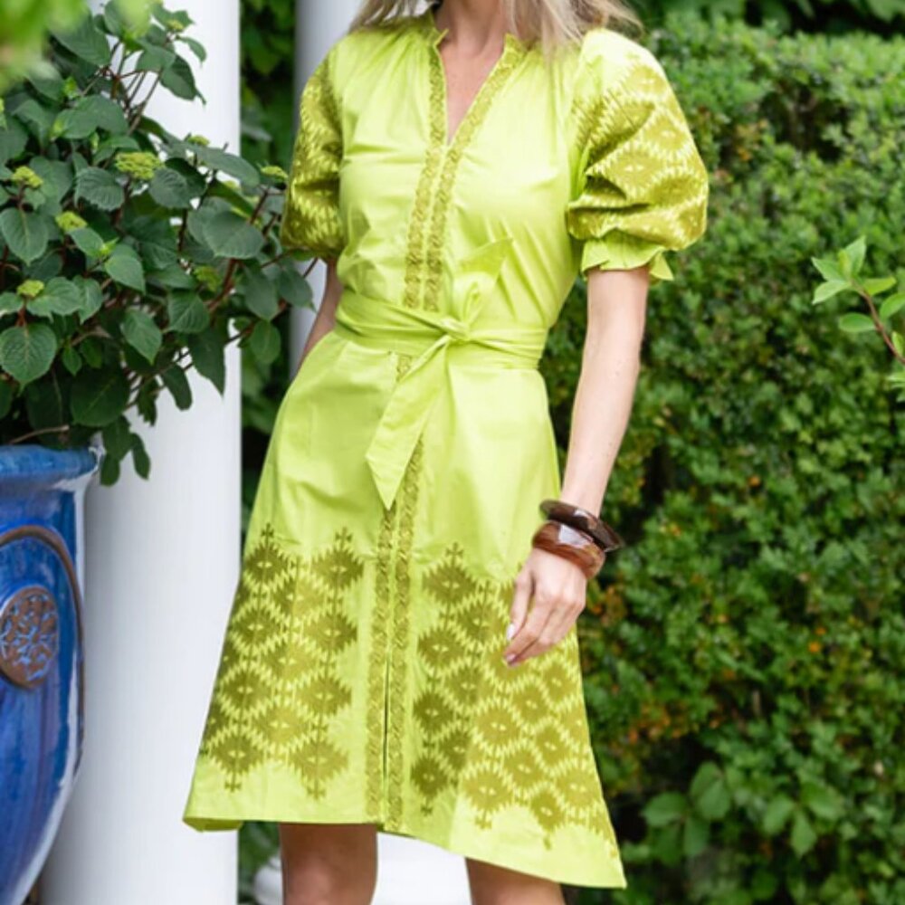 Julia Amory Olive Green Coatue Dress - Medium